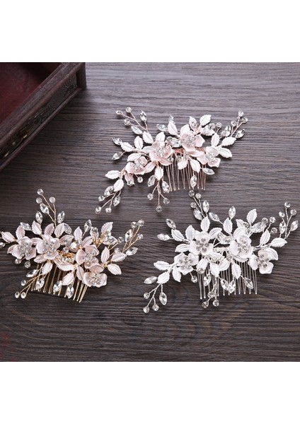 Gümüş Tarzı Güncel Gümüş Renk Rose Gold Çiçek Saç Taranı Gelin Saç Aksesuarları Düğün Tacı Saç Süsleri Gelin Saç Takıları El Yapımı (Yurt Dışından) modelleri