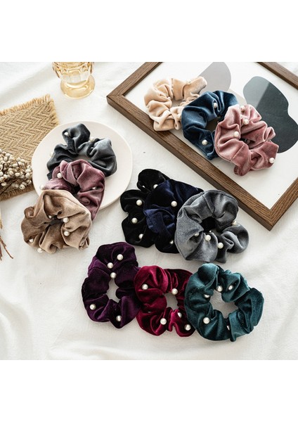 Koyu Yeşil Stil Zarif Kadife Tokalar Elastik Saç Bantları Inci Toka Moda Saç Bandı Kadın Kız Kuyruk Tutucu Saç Aksesuarları (Yurt Dışından) fiyatları