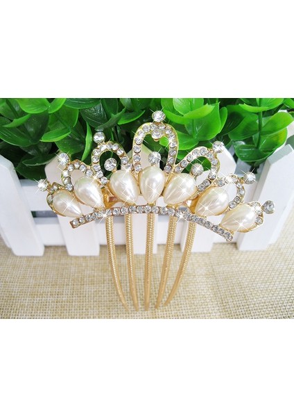 Bir Taç Gelin Saç Tokası Tavus Kuşu Inci Çiçek Düğün Taşlı Inci Çiçek Saç Tokası Elmas Klips Saç Tokası Tarak Ombre (Yurt Dışından)