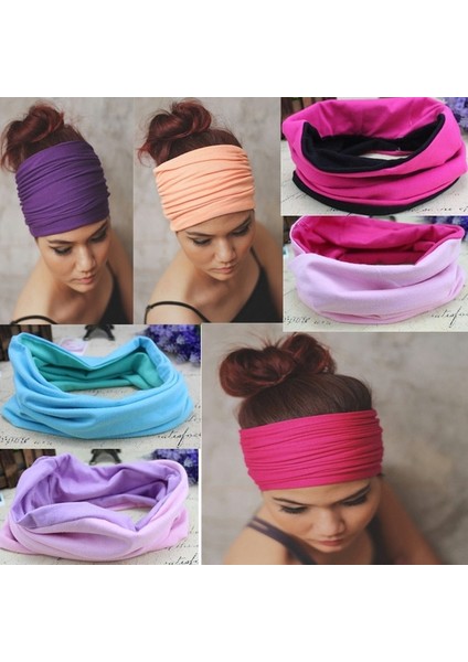 Çok Renkli Stil No.6 Boyutu Modern Moda Kadın Saç Aksesuarı Elastik Geniş Kurdele Bandana Saç Bandı (Yurt Dışından) fiyatları