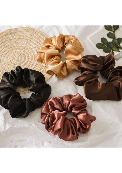 Koyu Kahverengi Tarzı 6 Renk Saten Ipek Düz Renk Saç Bandı Elastik Toka At Kuyruğu Tutucu Saç Lastiği (Yurt Dışından) fiyatları