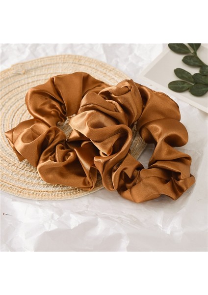 Koyu Kahverengi Tarzı 6 Renk Saten Ipek Düz Renk Saç Bandı Elastik Toka At Kuyruğu Tutucu Saç Lastiği (Yurt Dışından) indirimleri
