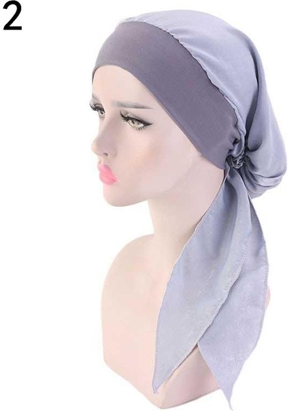 No.2 Boyutu Yeni Müslüman Kadın Pamuk Baskılı Ön-Bağlı Turban Şapka Kanser Şapkası Başlık Başörtüsü Saç Aksesuarları - E-Ticaret Başlığı (Yurt Dışından)