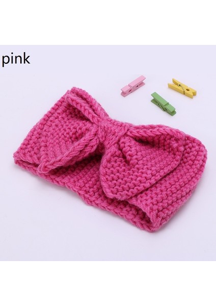 Pembe Tarzı Kadın Bayan Moda Örgü Büyük Kurdeleli Turban Bere Örme Kafa Bandı Kış Kulak Isıtıcı Baş Bandı Saç Bandı (Yurt Dışından)