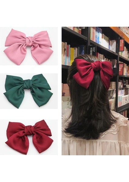 Yeşil Stil Şık Saten Büyük Iki Kurdele Saç Tokası Büyük Barretler Saç Aksesuarları (Yurt Dışından) fiyatları