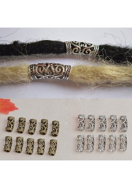 Gümüş Tarzı Vintage Viking Saç Örgü Boncuk Punk Hollow Dirsek Sakal Saç Aksesuarları Seti (Yurt Dışından) modelleri