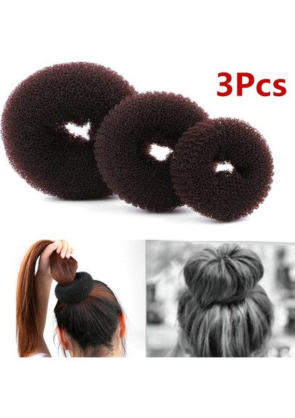 3 Adet Siyah Yeni Moda Kadın Bayan Sihirli Şekillendirici Donut Saç Halkası Topuz Aksesuarları Stil Aracı Saç Aksesuarları (Yurt Dışından)