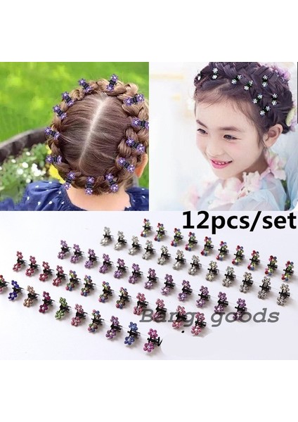 Mor Tarzı Küçük Sevimli Kristal Çiçekler Metal Saç Tokaları Kızlar Taci Saç Aksesuarları (Yurt Dışından) fiyatları