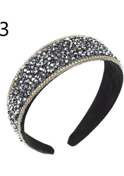 No.3 Boyutu Kadınlar Için Geniş Taşlı Taçlı Saç Bandı Lüks Parıltılı Kristal Saç Aksesuarları - Parti Saç Bandı (Yurt Dışından)