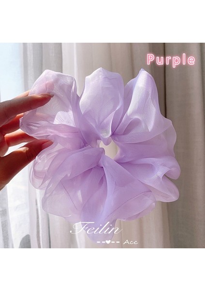 Pembe Tarzı 1 Adet Moda Oversized Organze Düz Renk Saç Lastikleri Kız Tatlı Saç Kauçuk Bandı Yumuşak Tokalar Süs Saç Ipi Aksesuarları (Yurt Dışından) indirimleri