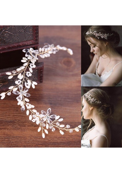 Göz Alıcı Taşlar Inciler Çiçek Düğün Taçı Nedime Gelin Başı Takı Saç Aksesuarları (Yurt Dışından) fiyatları