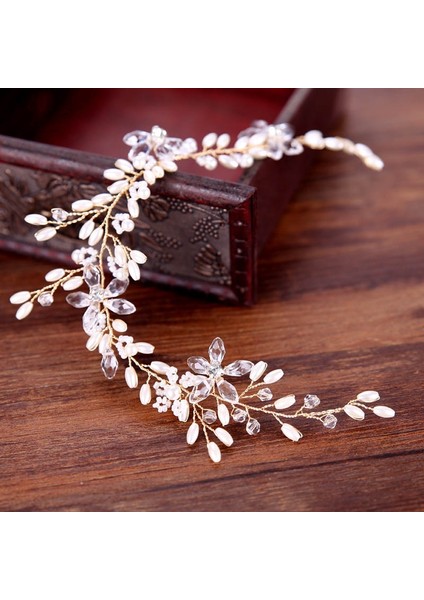 Göz Alıcı Taşlar Inciler Çiçek Düğün Taçı Nedime Gelin Başı Takı Saç Aksesuarları (Yurt Dışından) indirimleri