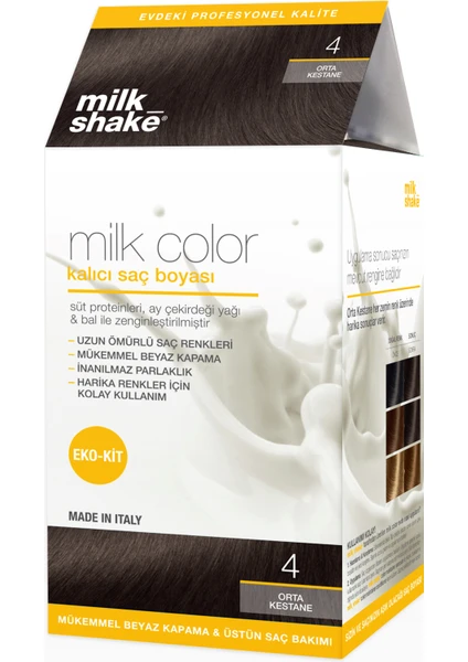 Milk-Shake Milk Color Kalıcı Saç Boyası (4 Orta Kestane)