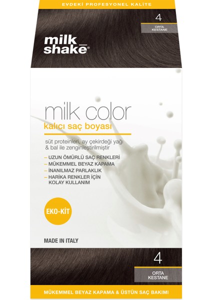 Milk-Shake Milk Color Kalıcı Saç Boyası (4 Orta Kestane)