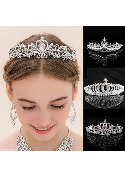 Stil 01 Moda Gelin Saç Aksesuarları Prenses Tacı Kadın Kız Çiçek & Yapraklar Taç Bandı Taşlı Kristal Düğün Parti Saç Takı Hediye (Yurt Dışından) indirimleri