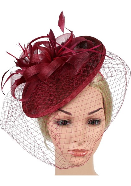 No.3 Boyutu 2020 Kadın Fascinator Şapka Tüy Gaze Mesh Net Saç Tokası Başlık Parti Düğün Bayan Mini Kadın Vintage Tül Şapka (Yurt Dışından)