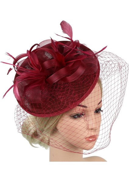 No.3 Boyutu 2020 Kadın Fascinator Şapka Tüy Gaze Mesh Net Saç Tokası Başlık Parti Düğün Bayan Mini Kadın Vintage Tül Şapka (Yurt Dışından)