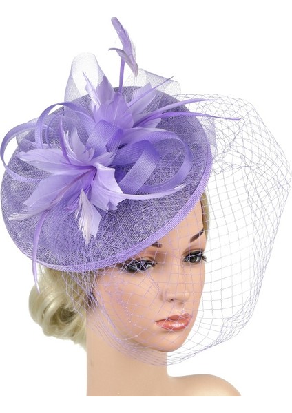 No.3 Boyutu 2020 Kadın Fascinator Şapka Tüy Gaze Mesh Net Saç Tokası Başlık Parti Düğün Bayan Mini Kadın Vintage Tül Şapka (Yurt Dışından)
