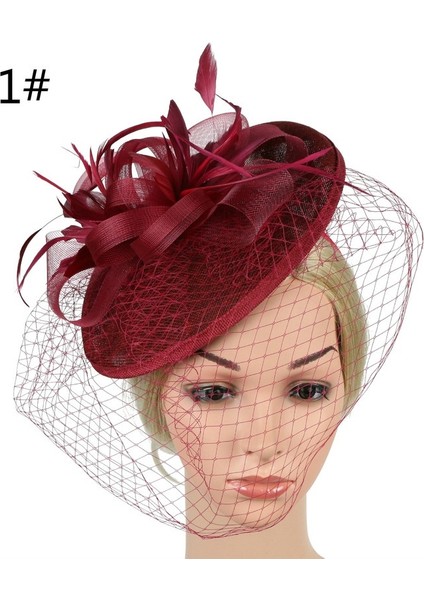 No.3 Boyutu 2020 Kadın Fascinator Şapka Tüy Gaze Mesh Net Saç Tokası Başlık Parti Düğün Bayan Mini Kadın Vintage Tül Şapka (Yurt Dışından)