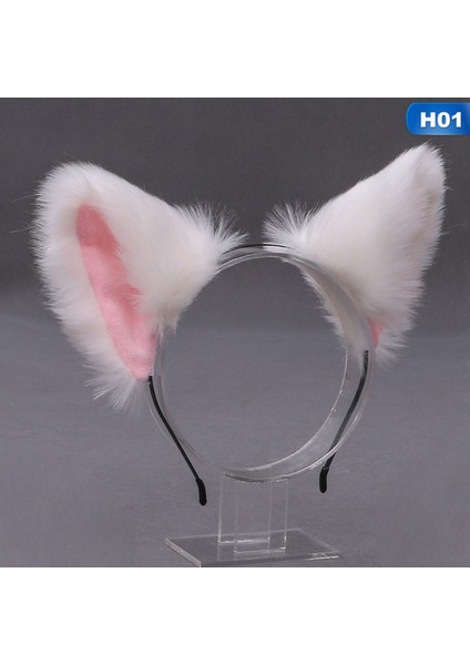 H06 Sevimli Kedi Tilki Sahte Kürk Kulak Saç Hoop Parti Cosplay Saç Bandı Kürk Saç Bantları Kızlar Moda Saç Aksesuarları Hayvan Kulakları Saç Bandı (Yurt Dışından) fırsatları