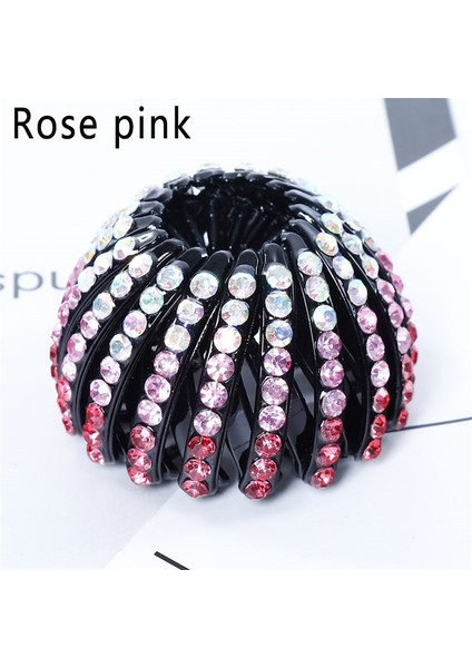 Gül Pembe Tarzı Kadınlar Için Moda Saç Aksesuarları Kuş Yuvası Genişleyen Taşlı Saç Tokaları Saç Tokası Saç Topuzu (Yurt Dışından)