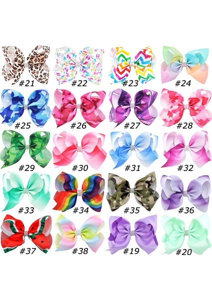 No19-Açık Mor Kız Çocukları Büyük Taşlı Saç Kurdeleleri Baskılı Kırmızı Kurdele Yay Tüm Timsah Toka Saç Aksesuarları (Yurt Dışından) modelleri