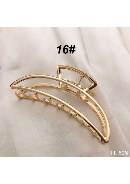 No.16 Boyutu 1pc Kadın Kızlar Geometrik Saç Tokası Metal Saç Yengeç Ay Şekilli Saç Tokası Katı Renk Toka Büyük Boy Saç Aksesuarları (Yurt Dışından)