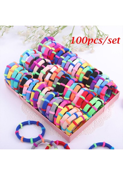 C (100pcs/Set) Şeker Renkli Naylon Saç Bandı Kızlar Yumuşak Elastik Saç Bandı Bağcık Kauçuk Bantlar Çocuklar Saç Aksesuarları (Yurt Dışından) fiyatları