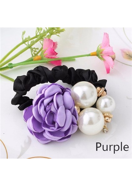 Mor Tarzı 1 Adet Kadın Kız Bayan Elastik Saç Lastikleri Çiçek Saç Tokaları Saç Bantları Yaz Saç Aksesuarları (Yurt Dışından)