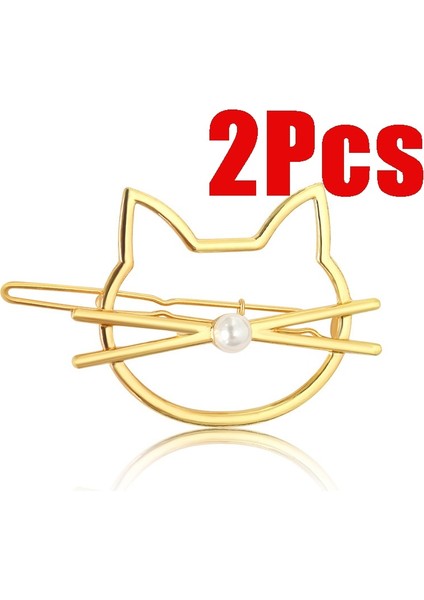 2 Adet Altın 2 Adet Moda Aşık Kedi Kulaklı Saç Tokaları Metal Saç Tokaları Saç Aksesuarları Kedi Şekilli Inci Sevimli Hayvan Şekilli Kızlar Için (Yurt Dışından)