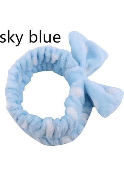 Gök Mavisi Tarzı Güzellik Büyük Kurdele Nokta Çizgili Yumuşak Duş Saç Bandı Wrap Banyo Spa Makyaj Baş Bandı (Yurt Dışından)