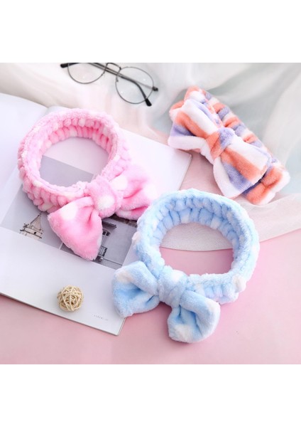 Gök Mavisi Tarzı Güzellik Büyük Kurdele Nokta Çizgili Yumuşak Duş Saç Bandı Wrap Banyo Spa Makyaj Baş Bandı (Yurt Dışından) fırsatları