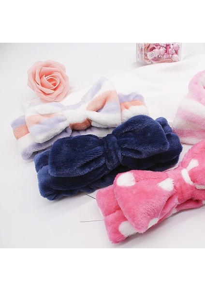 Gök Mavisi Tarzı Güzellik Büyük Kurdele Nokta Çizgili Yumuşak Duş Saç Bandı Wrap Banyo Spa Makyaj Baş Bandı (Yurt Dışından) indirimleri