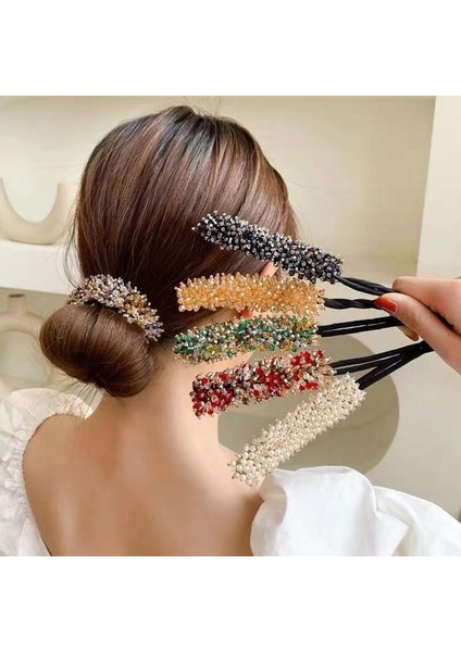 No.8 Boyut Kore Moda Toka Topuz Taşlı Incili Saç Bandı Saç Stil Araçları Kadın Kızlar Zarif Saç Topuzu Saç Aksesuarları (Yurt Dışından) fiyatları