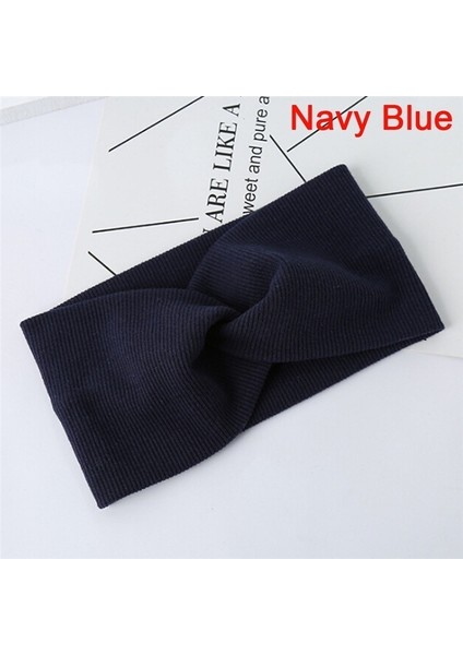 Lacivert Tarzı Sıcak Kadın Saç Bandı Yüksek Elastik Kıvrılma Kurdele Türban Saç Bantları Kız Saç Aksesuarları (Yurt Dışından)