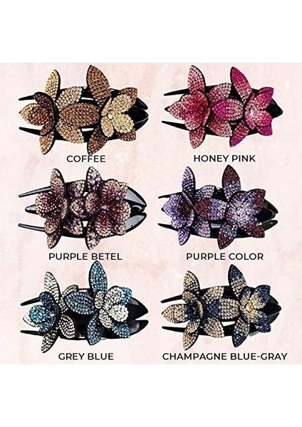 Bal Pembe-Büyük Beden Iki Çiçekli Telli Taçlı Taşlı Saç Tokası - Kadın Saç Tokası (Yurt Dışından) modelleri