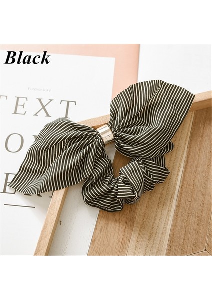 Siyah Stil Yeni Kadın Moda Tavşan Kulaklı Çizgili Saç Aksesuarları Lastik Saç Bandı Saç Lastiği Kızlar Için Lastik Bandı Saç Tokaları 4 Renk (Yurt Dışından)