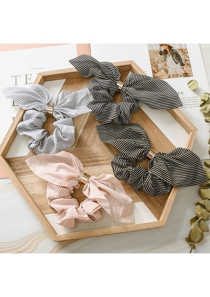 Siyah Stil Yeni Kadın Moda Tavşan Kulaklı Çizgili Saç Aksesuarları Lastik Saç Bandı Saç Lastiği Kızlar Için Lastik Bandı Saç Tokaları 4 Renk (Yurt Dışından) fiyatları