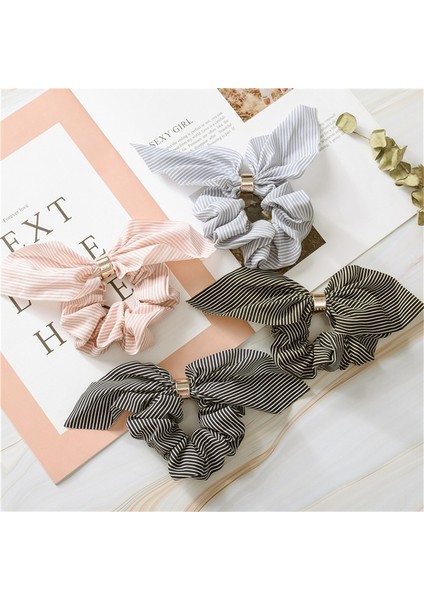 Siyah Stil Yeni Kadın Moda Tavşan Kulaklı Çizgili Saç Aksesuarları Lastik Saç Bandı Saç Lastiği Kızlar Için Lastik Bandı Saç Tokaları 4 Renk (Yurt Dışından) modelleri