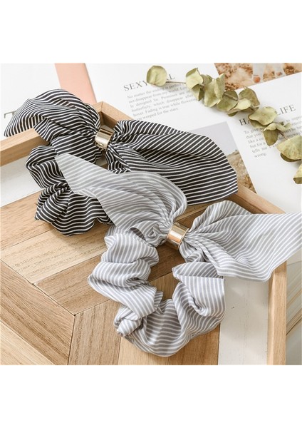 Siyah Stil Yeni Kadın Moda Tavşan Kulaklı Çizgili Saç Aksesuarları Lastik Saç Bandı Saç Lastiği Kızlar Için Lastik Bandı Saç Tokaları 4 Renk (Yurt Dışından) fırsatları