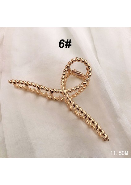 No.6 Boyutu 1pc Kadın Kızlar Geometrik Saç Tokası Metal Saç Yengeç Ay Şekilli Saç Tokası Katı Renk Toka Büyük Boy Saç Aksesuarları (Yurt Dışından)