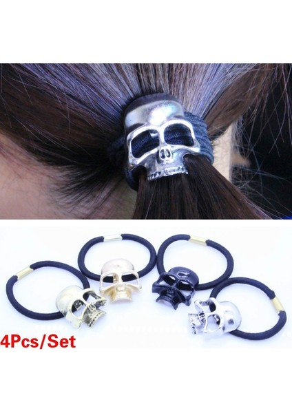 Kadın Saç Aksesuarları Kafatası Tokaları At Kuyruğu Tutucu Kızlar Tokalar Vintage Elastik Saç Bantları Kauçuk Ip Tacı (Yurt Dışından)