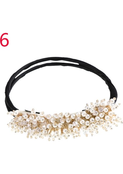 No.6 Boyutu Kore Moda Toka Topuz Taşlı Incili Saç Bandı Saç Stil Araçları Kadın Kızlar Zarif Saç Topuzu Saç Aksesuarları (Yurt Dışından)