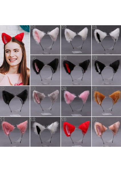 H07 14 Stiller Sevimli Kedi Tilki Kürk Kulak Saç Hoop Gece Parti Kulübü Cosplay Saç Bandı Kürk Başlıklar Kızlar Saç Aksesuarları Kulak Saç Bandı (Yurt Dışından) modelleri