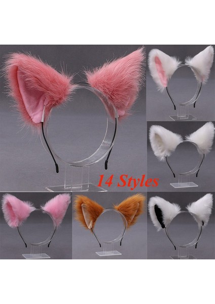 H06. 14 Stiller Moda Sevimli Kedi Tilki Kürk Kulak Saç Hoop Gece Parti Kulüp Cosplay Saç Bandı Kürk Saç Bandı Kızlar Saç Aksesuarları Kulak Saç Bandı (Yurt Dışından) indirimleri