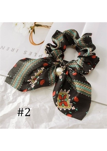 No.2 Boyutu Yeni Şifon Kurdele Inci Saç Lastikleri Kadınlar Ponytail Tutucu Saç Tokası Saç Kordonu Kauçuk Bantlar Saç Aksesuarları Noel Hediyesi Anel De Cabelo (Yurt Dışından)