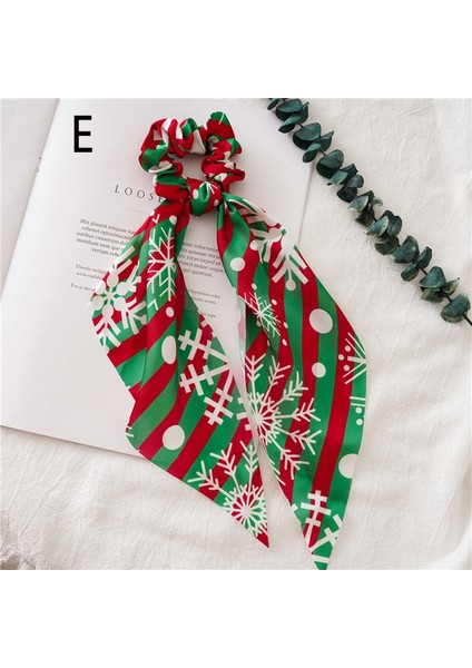 E Tie-Dye Lastik Saç Bandı Uzun Kurdele At Kuyruğu Saç Lastikleri Saç Ipi Noël Kafa Bandı Saç Aksesuarları (Yurt Dışından)
