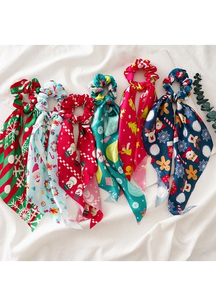 E Tie-Dye Lastik Saç Bandı Uzun Kurdele At Kuyruğu Saç Lastikleri Saç Ipi Noël Kafa Bandı Saç Aksesuarları (Yurt Dışından)