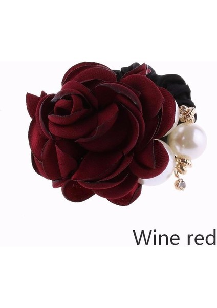 Şarap Kırmızısı Tarzı 1 Adet Kadın Kız Bayan Elastik Saç Lastikleri Çiçek Saç Tokaları Saç Bantları Yaz Saç Aksesuarları (Yurt Dışından)