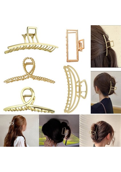 E Beden 1 Adet Altın Metal Saç Tokası Geometrik Büyük Barrette Yengeç Saç Tokası Vintage Metal Toka At Kuyruğu Saç Tokası Banyo Tokası Kadın Kızlar Saç Aksesuarları Hediye (Yurt Dışından) fiyatları